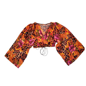 Open image in slideshow, Lace up Leopard Print Blouse
